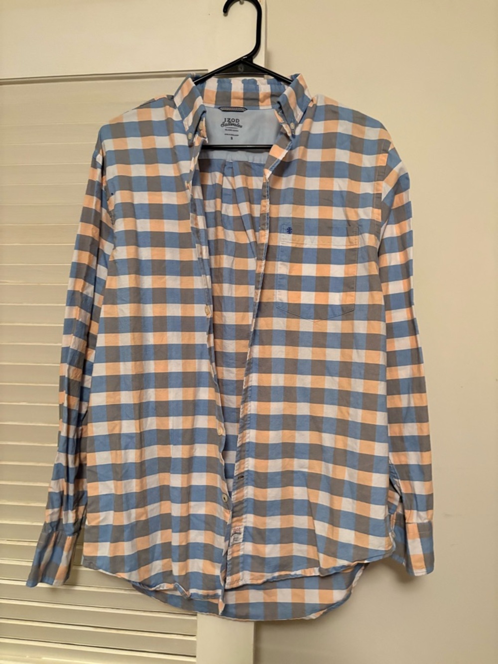 Izod Men's Blue & Tan Check Button-Down Shirt